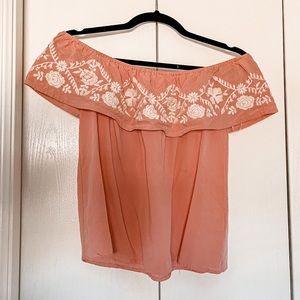 Pink off the shoulder crop top